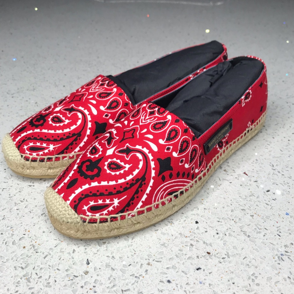 Saint Laurent Bandana-Print Canvas Espadri…
